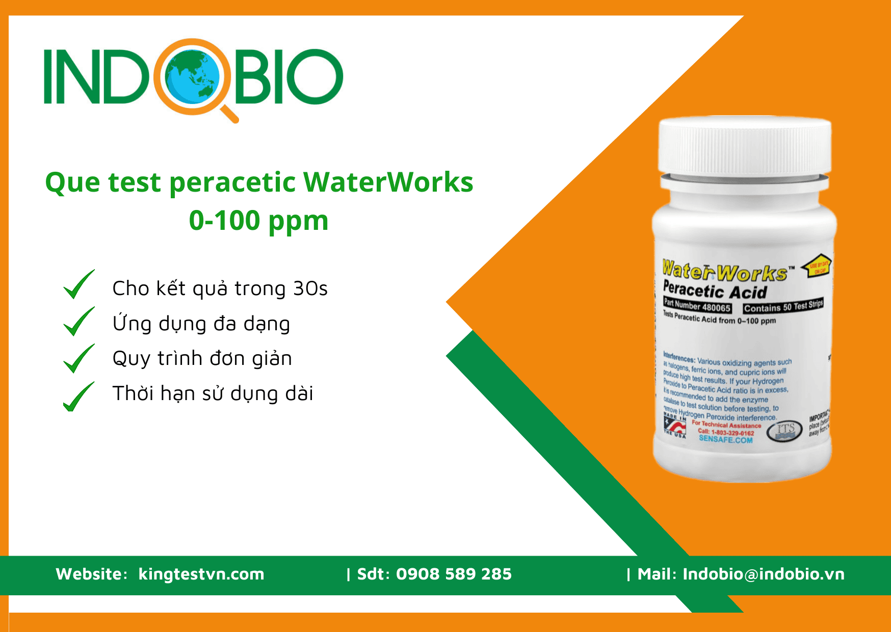 Que test axit peracetic WaterWorks 480065