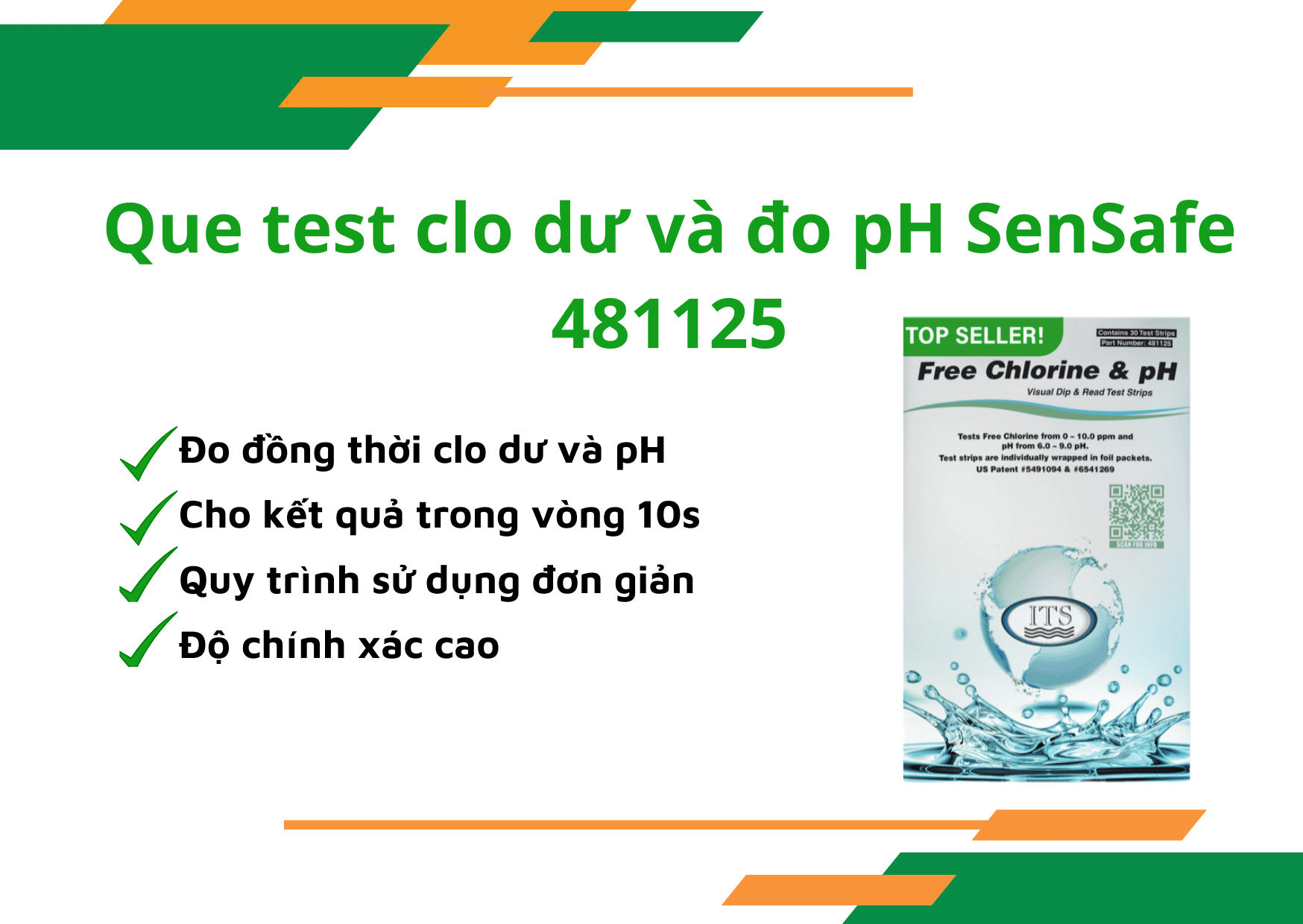 Que test clo dư và đo pH SenSafe 481125