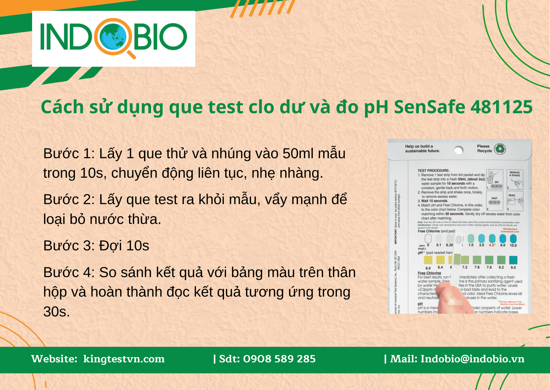 Que test clo dư và đo pH SenSafe 481125
