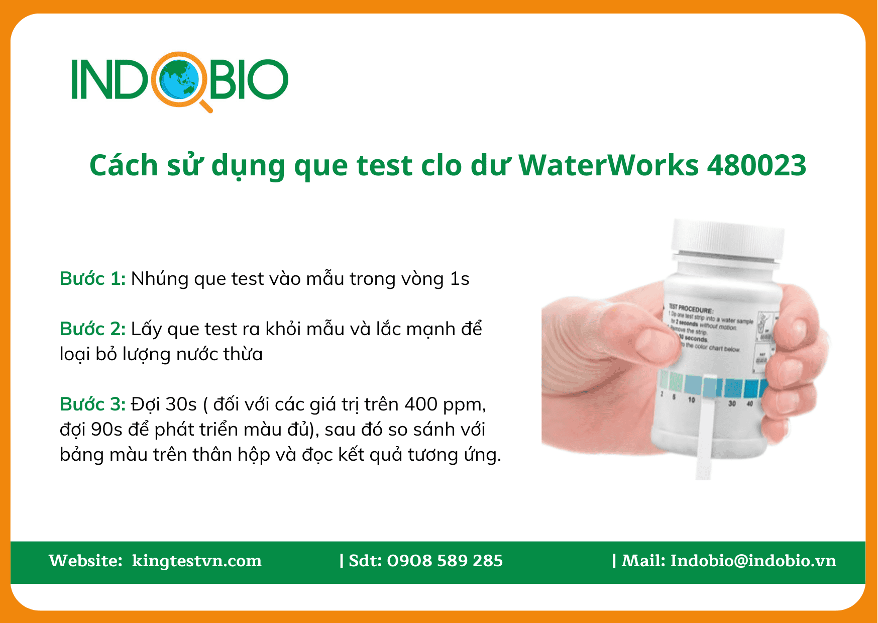 Que test clo dư trong nước WaterWorks 480024